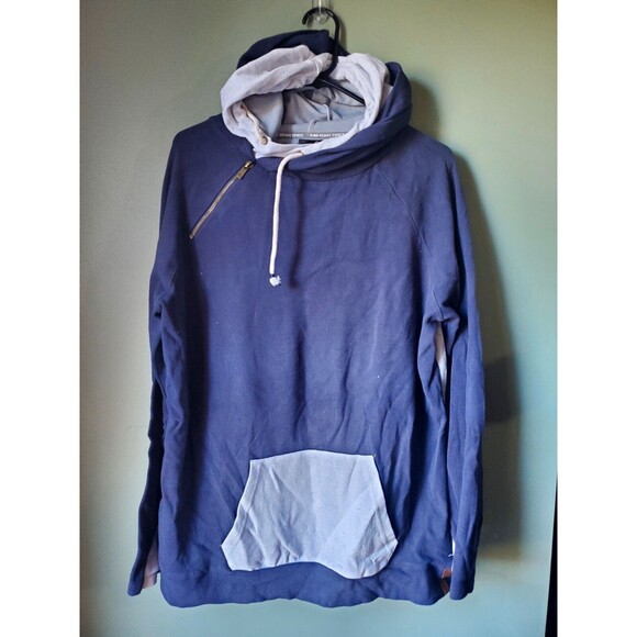 Ampersand Ave Womens Navy Herringbone Double Hood L/S Hoodie Size XXXL - Picture 1 of 13